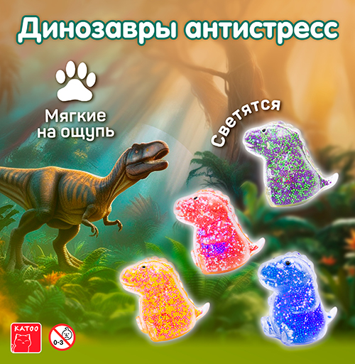 Игрушки  "Динозавры светящиеся антистресс"
