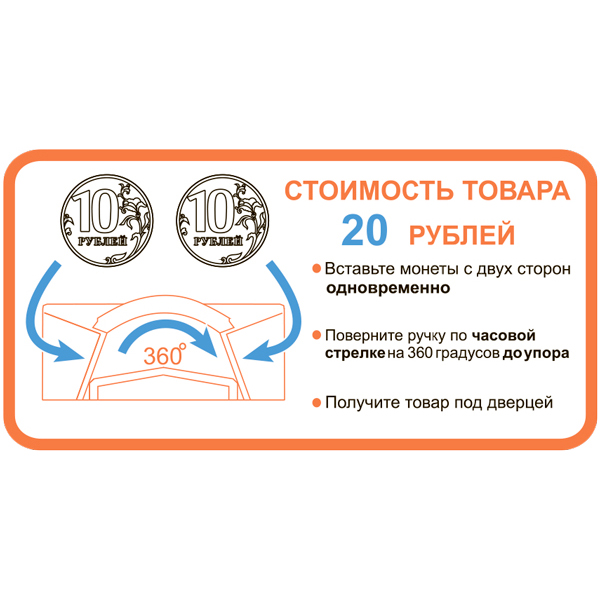 Наклейка инструкция 10+10 рублей 360 градусов