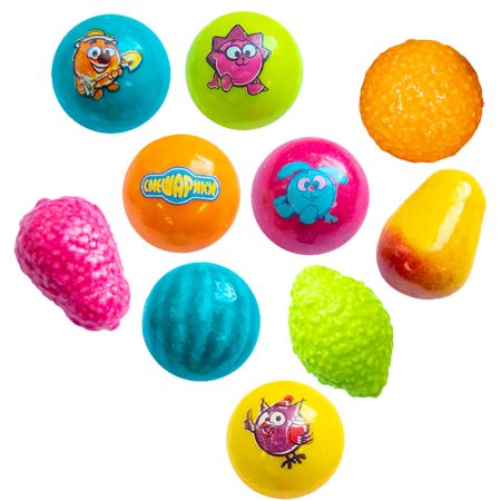 Жевательная резинка с принтом  23 мм  "Смешарики мульти-фрукт (с начинкой)" 