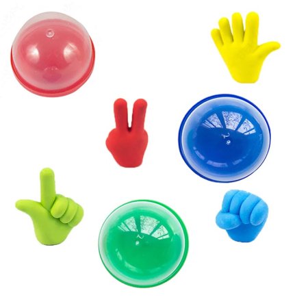 Игрушки  в капсулах 45 мм "Камень, ножницы, бумага"