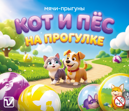 Мячи-прыгуны "Кот и пес на прогулке" 