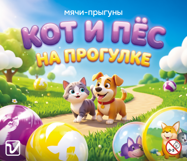 Мячи-прыгуны "Кот и пес на прогулке" 