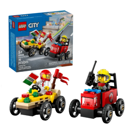 Lego 60458 City "Набор гоночных машин.Пицца-машина против пожарной машины"