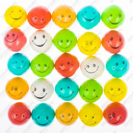 Жевательная резинка с принтом 22 мм "Разноцветные улыбки"
