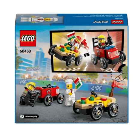 Lego 60458 City "Набор гоночных машин.Пицца-машина против пожарной машины"