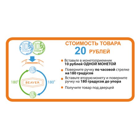 Наклейка инструкция 10+10 рублей 180 градусов