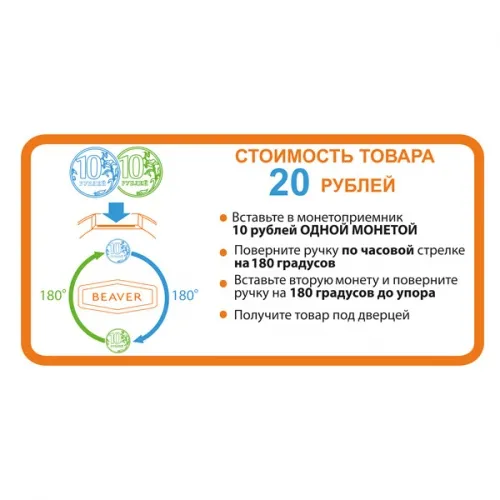 Наклейка инструкция 10+10 рублей 180 градусов